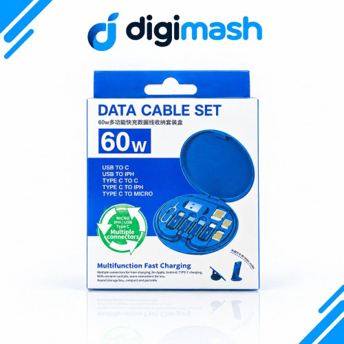 کیت چندکاره کابل شارژ سریع دیتا پلاس مدل Data Cable Set 60W طول ۲۹ سانتیمتر 🔌✨
