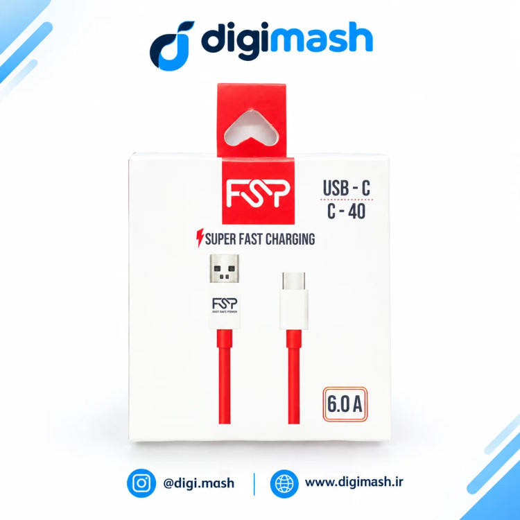 کابل شارژ تایپ سی برند FSP 6 امپر