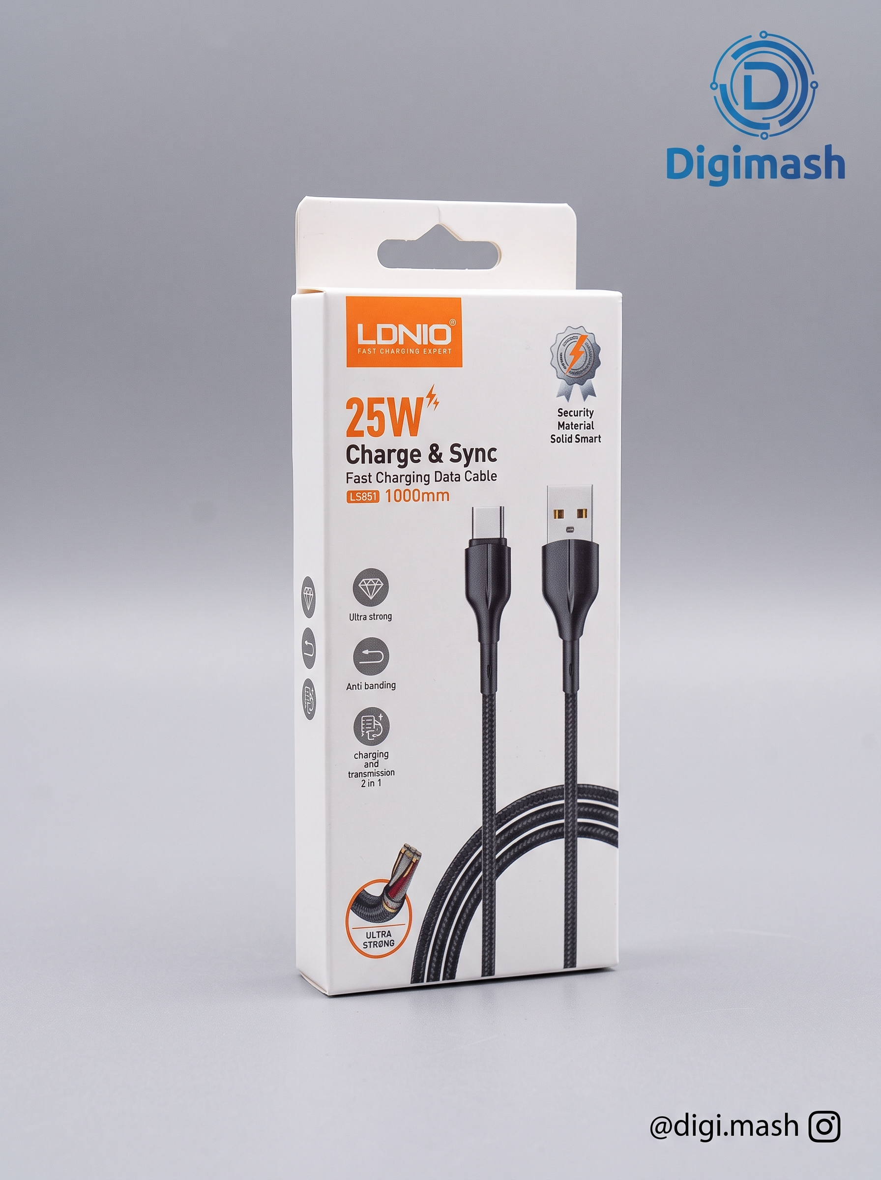 کابل شارژ الدینیو LS951 | ۲۵ وات + نایلون بافته‌شده ضد خمیدگی