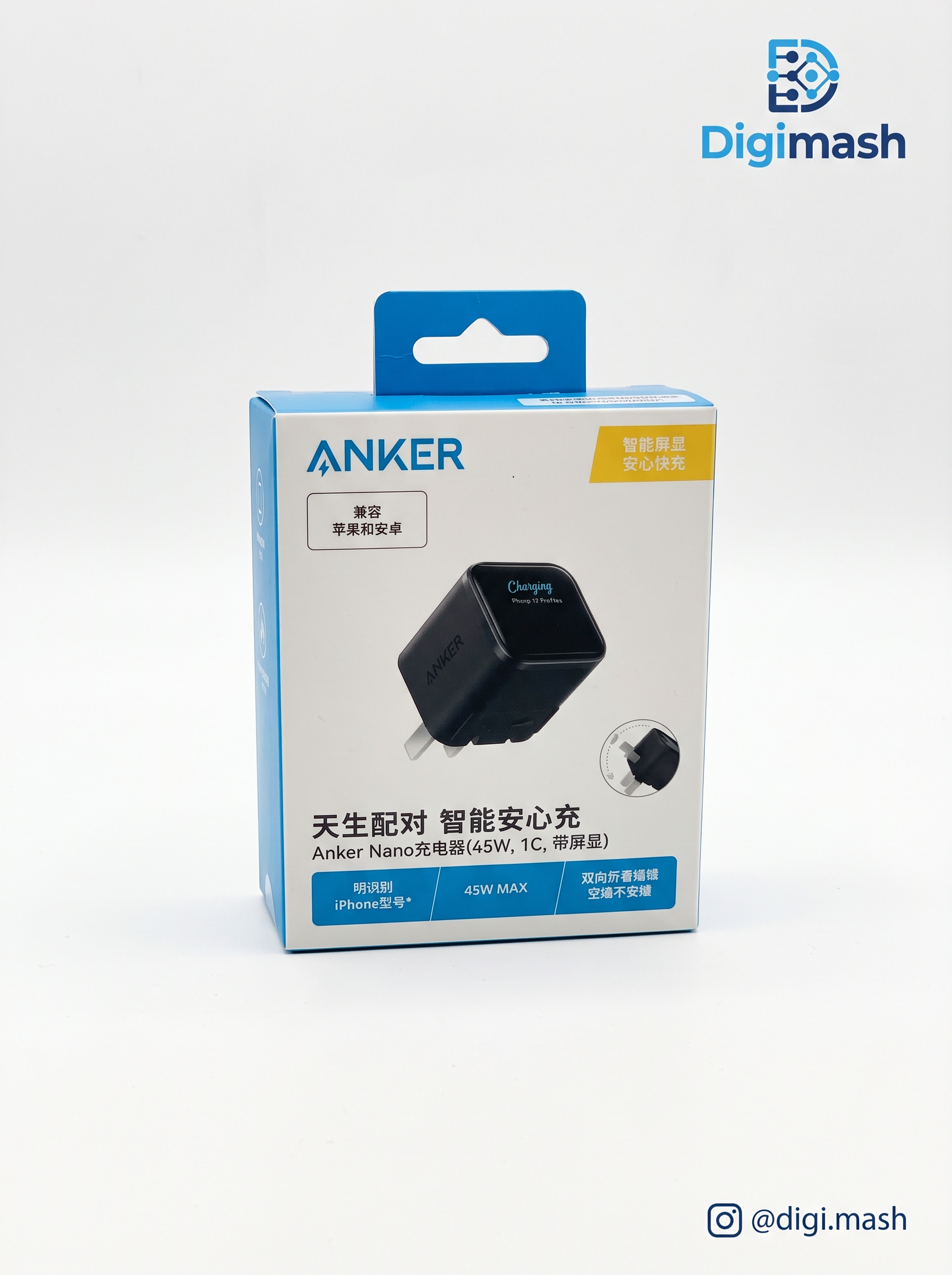 شارژر انکر Nano 45 وات | نمایشگر هوشمند + دوشاخه تاشو + GaN | خرید با ضمانت(18ماه گارانتی)اورجینال