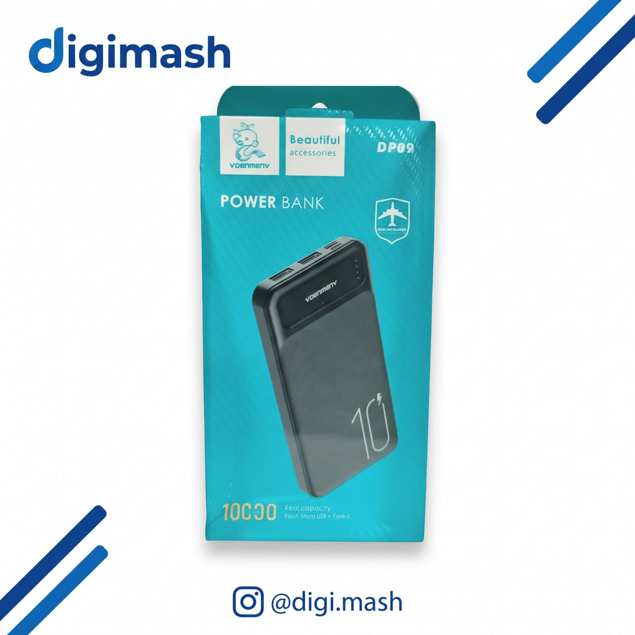 پاوربانک VDENMENV DP09 | ۱۰۰۰۰mAh + دو پورت USB + مناسب سفر