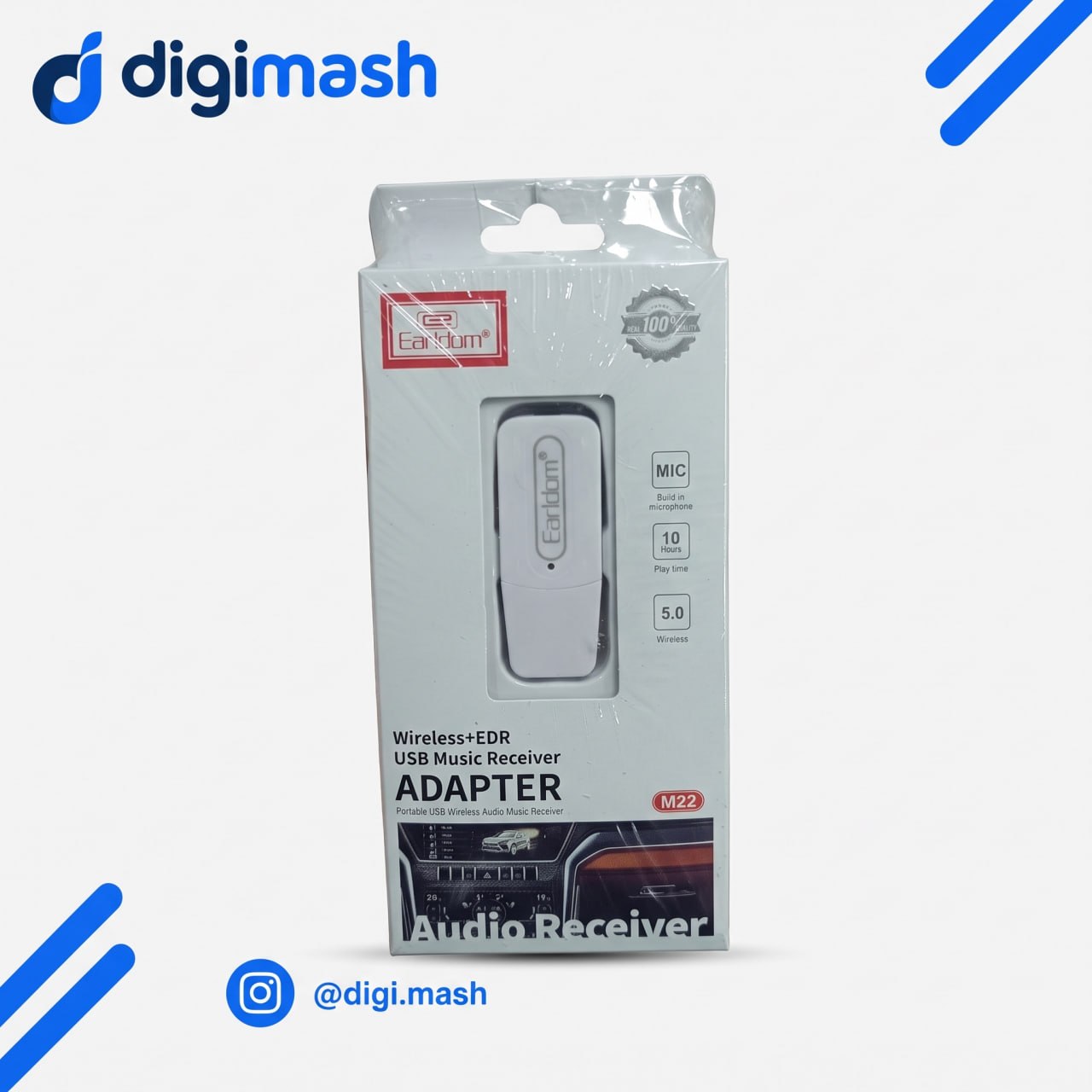 دانگل بلوتوث ارلدام ET-M22 | تبدیل AUX به بی‌سیم + بلوتوث ۵.۰ + Plug and Play