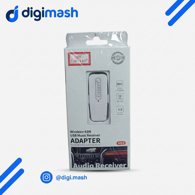 دانگل بلوتوث ارلدام ET-M22 | تبدیل AUX به بیسیم + بلوتوث ۵.۰ + Plug and Play