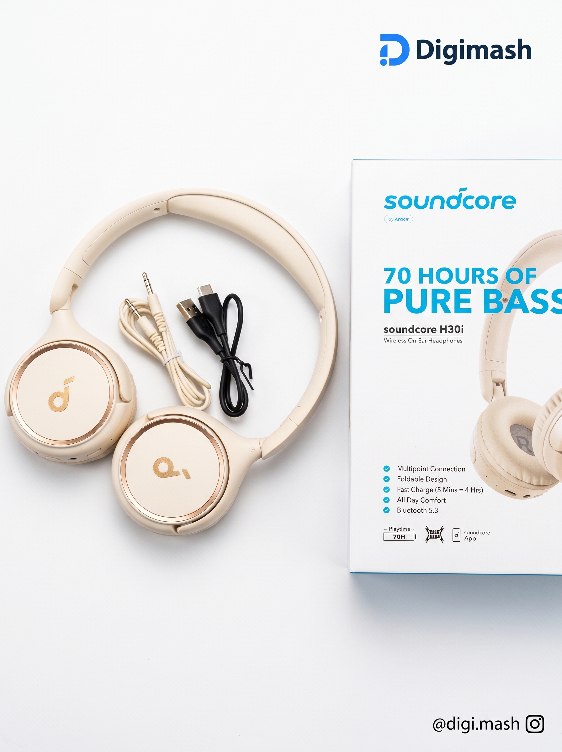 هدفون انکر Soundcore H30i | بیس قوی + باتری ۷۰ ساعته + طراحی تاشو | خرید با ضمانت